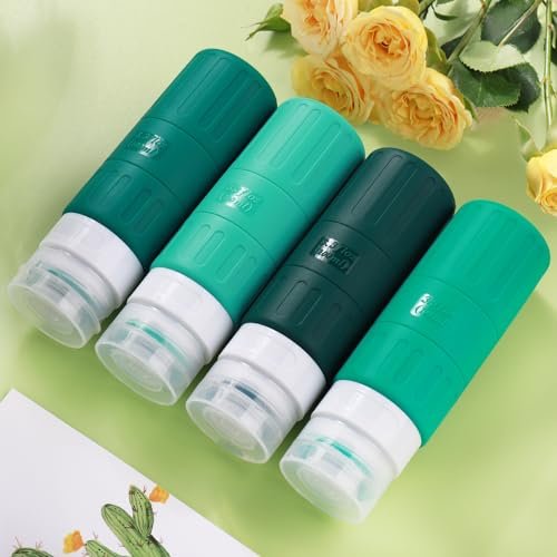 GLAMFIELDS Travel Bottles for Toiletries,TSA Approved 3.3oz Size LeakProof Silicone Toiletry Containers for Shampoo, Conditioner,Easy to Squeeze,Portable Travel Essentials for Lotion(18 Pack) Green - Image 4