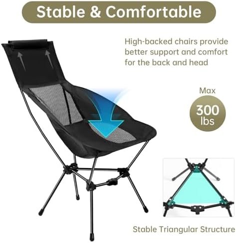 QUINEEHOM Camping Chairs, Folding Camping Chairs for Adults with Storage Bag, Lightweight & Portable Backpacking Chair for Outdoor Hiking, Camping, Travel, Beach and Picnic - Image 5