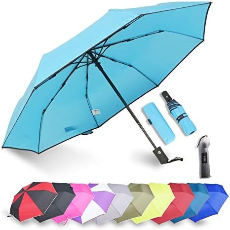 Factory Outlet Automatic Open Close Portable Lightweight Travel Umbrella Parasol Outdoor Sun & Rain All Weather Umbrella (Sky Blue)