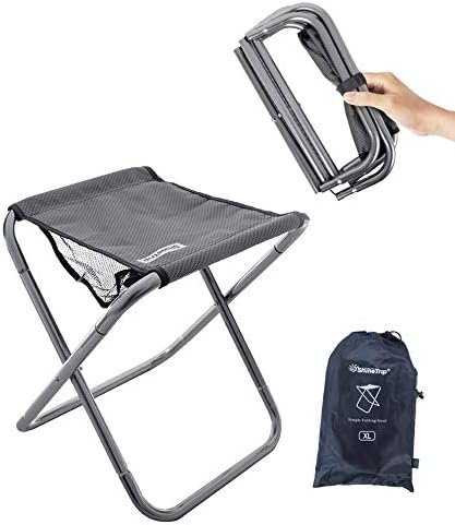 Camping Stool, 16in Tall Large Size Folding Stool with Carry Bag, Aluminum Alloy Bracket, 1.5lbs Lightweight, Load Capacity to 300lbs, for Travel, Hiking, BBQ, Fishing, Beach(Grey)