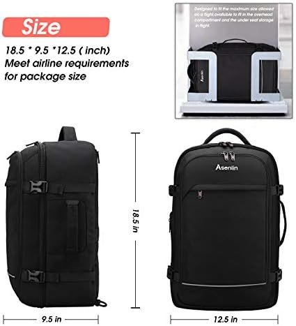 Asenlin 40L Travel Backpack for Women Men,17 Inch Laptop Backpack Flight Approved Luggage Carry On Water Resistant Computer Backpack for Weekender Overnight Large Daypack Black - Image 3