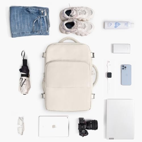 Travel Backpack for Men Women, Carry on Backpack Flight Approved, Personal Item Backpack Bag on Airplanes,Backpacks for Traveling, Travel Essentials,Beige - Image 8