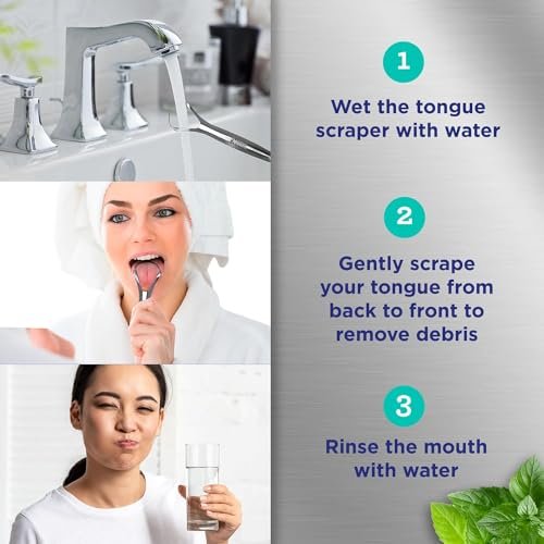 GuruNanda Stainless Steel Tongue Scraper (Pack of 2), Fight Bad Breath, Medical Grade 100% Stainless Steel Tongue Cleaner, Tongue Scraper For Adults and Kids, Great For Oral Care, Travel Friendly - Image 6