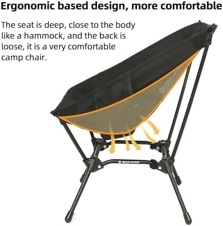 ROCK CLOUD 2 Pack Portable Camping Chair Ultralight Folding Chairs Outdoor for Camp Hiking Backpacking Lawn Beach Sports, Black - Image 6