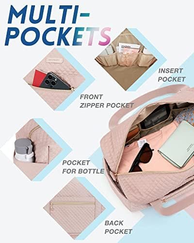 BAGSMART Travel Duffle Bag 3 Pcs Set Weekender Overnight Bag for Women with Makeup Bag & Clear Toiletry Bag, Carry On Bag with Shoe Compartment for Travel, Business Trips(Pink) - Image 5