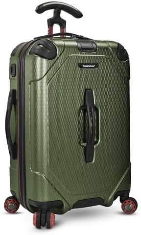 Traveler's Choice Maxporter II Hardside Polycarbonate Suitcase with Spinner Wheels, Dark Green, 22" Carry-On Luggage