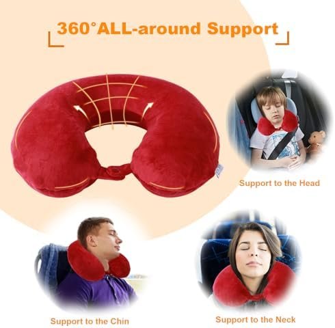 Travel Pillow,100% Pure Memory Foam U Shaped Neck Pillow,Super Lightweight Portable Headrest Great for Airplane Chair, Car,Home,Office,Sleeping Rest Cushion (Wine red) - Image 3