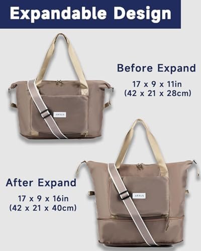 Folding Travel Bag Carry on Bags for Airplanes with Detachable Adjustable Shoulder Strap Light Weight Travel Duffle Bag for Women with Suitcase Sleeve 17x11x9 inch - Image 7
