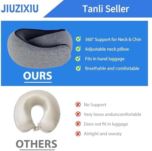 Travel Pillow,Neck Pillow,100% Pure Memory Foam,Comfortable Breathable,Stowable,360° Travel Neck Pillows for Sleeping, Car, Airport - Image 5