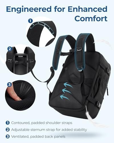 BAGSMART Travel Backpack Carry On Flight Approved for Women Men, TSA Approved Luggage, Large Personal Travel Bag Fit 17 Inch Laptop, 30L Water Resistant Stylish Backpack, Black - Image 6