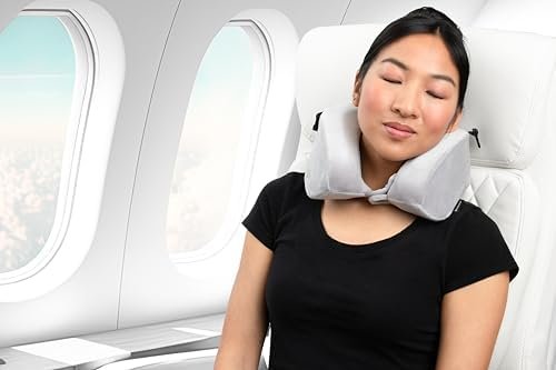 Brookstone Travel Pillow - 2 in 1 Memory Foam Pillow for Head, Neck, Chin, Shoulder, and Lumbar Support for Airplane Travel, Grey - Image 5