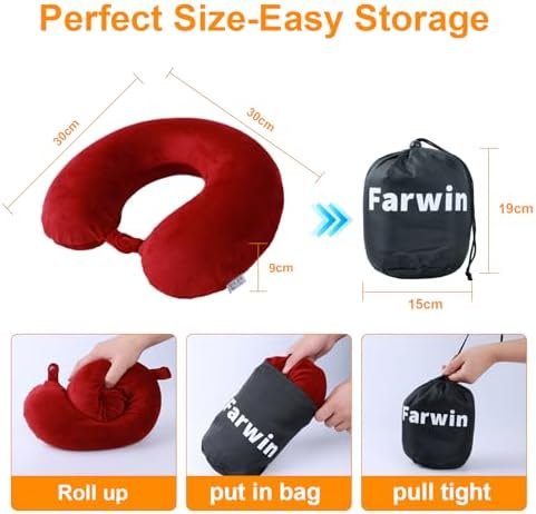 Travel Pillow,100% Pure Memory Foam U Shaped Neck Pillow,Super Lightweight Portable Headrest Great for Airplane Chair, Car,Home,Office,Sleeping Rest Cushion (Wine red) - Image 6