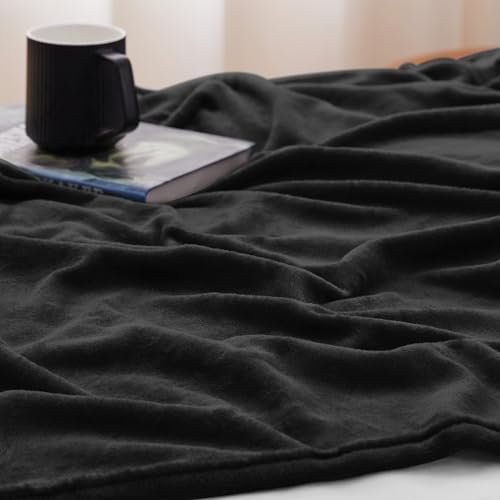 CozyLux Fleece Blanket Throw Black - 300GSM Lightweight Plush Fuzzy Cozy Soft Blankets and Throws for Sofa, Cozy Bed Blankets for Women Men Travel Camping and Chair, 50x60 inches - Image 4