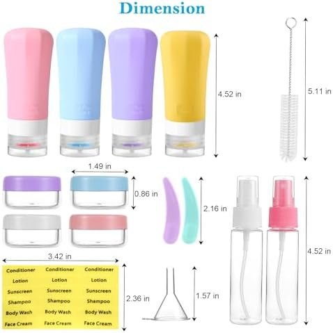 16 Pack Travel Bottles Set for Toiletries, Leak Proof Silicone Squeezable Containers, TSA Approved 2.9oz for Conditioner, Lotion, Shampoo & Body Wash, Easy to Squeeze and Clean - Image 2