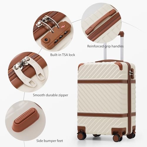 Coolife Luggage Set Suitcase Carry On Luggage PC Hardshell Luggage TSA Lock Spinner Wheels Telescopic Handle - Image 3