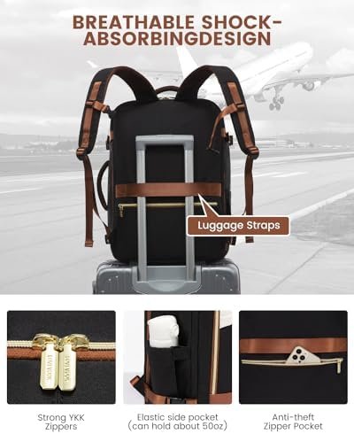 LOVEVOOK Travel Backpack for Women, 40L Carry On Backpack Flight Approved, Large Personal Item Bag Fits 17 inch Laptop, TSA Approved Luggage with 3 Packing Cubes,Waterproof Weekender Gym Backpack - Image 6