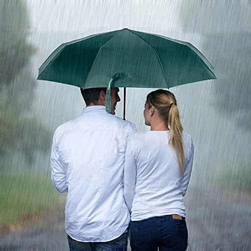 TradMall Travel Umbrella Windproof with 46 Inches Large Canopy 10 Reinforced Fiberglass Ribs Ergonomic Handle Auto Open & Close, Dark Green - Image 7
