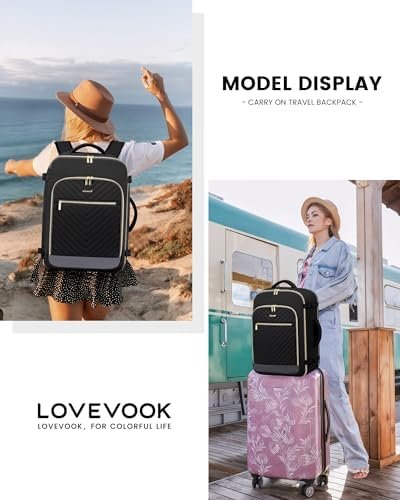 LOVEVOOK Travel Backpack For Women,40L Carry On Backpack Flight Approved,TSA Personal Item Travel Bag Fits 17 Inch Laptop,Business Weekender Overnight Daypack with Toiletry Bag and 2 Packing Cubes - Image 8