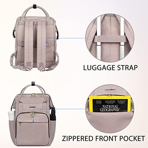 VANKEAN 15.6-16.2 Inch Laptop Backpack Carry On for Women Computer Work Backpack, Water Proof College Daypack with USB Port RFID Pocket, Business Travel Light Dusty Pink - Image 6