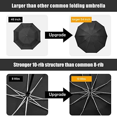 G4Free Large Umbrella 54 Inch Windproof Travel Umbrellas for Rain, Small folding Compact Reverse Umbrella with 10 Ribs Automatic Open Close (Black) - Image 3