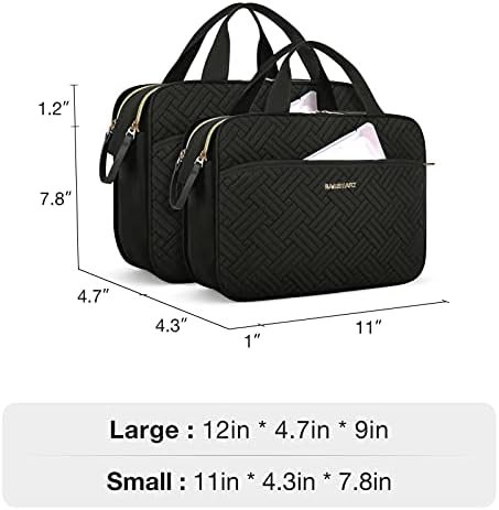 BAGSMART Large Toiletry Bag, Travel Makeup Organizer, Water-resistant Makeup Cosmetic Bag Door Room Essentials Travel Bag for Accessories, Shampoo, Full Sized Container, Toiletries (Black, Large) - Image 6