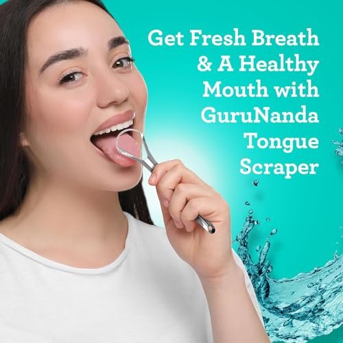 GuruNanda Stainless Steel Tongue Scraper (Pack of 2), Fight Bad Breath, Medical Grade 100% Stainless Steel Tongue Cleaner, Tongue Scraper For Adults and Kids, Great For Oral Care, Travel Friendly - Image 8