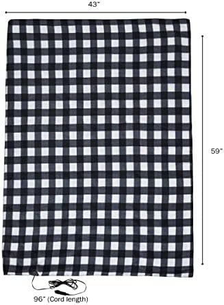 Heated Car Blanket - 12-Volt Electric Blanket for Car, Truck, SUV, or RV - Portable Heated Throw - Camping Essentials by Stalwart (Black Plaid) - Image 3