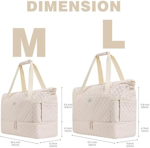 ETRONIK Travel Bag，Weekender Bags for Women，Personal Item Travel Bag with Wet Pocket，Duffel Bag for Travel with Shoes Compartment，37L Hospital Bag for Labor and Delivery (Beige) - Image 2
