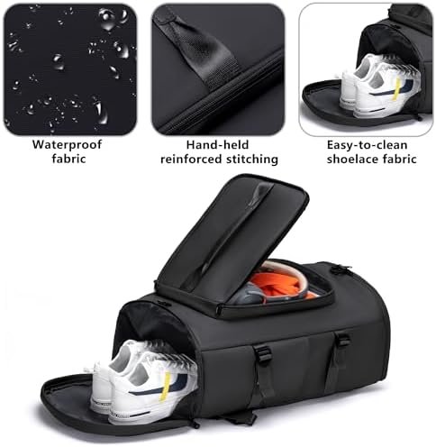 Gym Bag for Men and Women Sports Duffle Bag Travel Backpack Weekender Overnight Bag with Shoes Compartment and Wet Pocket Black - MIYCOO - Image 4