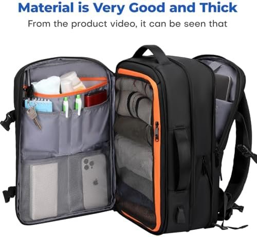Carry On Travel Backpack for Airplanes | 40L Suitcase Backpack Luggage Business Weekender Bag - Expandable Travel Backpack Carry On Flight Approved for Men Women - Black - Image 2