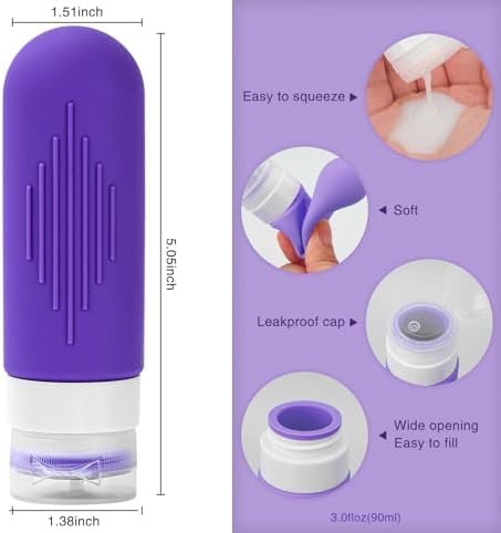 4 Pack Travel Bottle Reusable Silicone Travel Bottles Travel Size Containers for Toiletries Leak Proof Travel Bottles Tsa Approved Toiletry Bottles Travel Liquid Bottles Travel Accessories (z-z-z-h4) - Image 4
