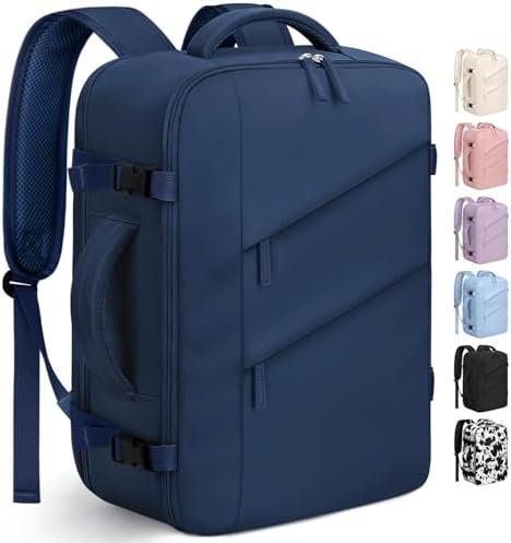 Capolo Travel Backpack for Women Men Waterproof Laptop Backpack Flight Approved Carry On Backpack Overnight Weekender Bag College Bookbag for Business, Work, Traveling Fits 15.6 '' Laptop,Navy Blue