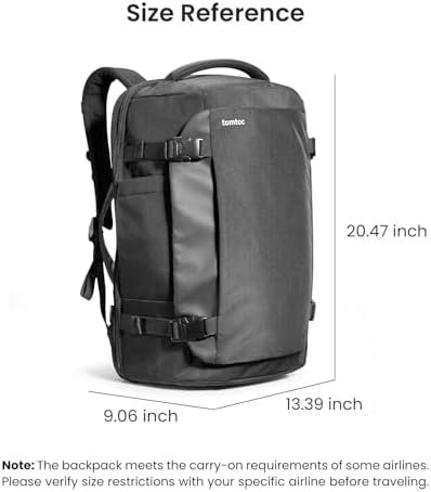 tomtoc Travel Backpack 40L, TSA Friendly Flight Approved Carry-on Luggage Hand Water-resistant Lightweight Business Rucksack, Durable Large Weekender Bag Daypack Fits 17.3 Inch Laptop - Image 8