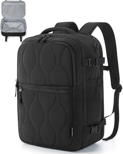 BAGSMART Travel Backpack Carry On Flight Approved for Women Men, TSA Approved Luggage, Large Personal Travel Bag Fit 17 Inch Laptop, 30L Water Resistant Stylish Backpack, Black