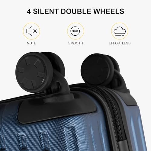 LEVEL8 Grace Expandable Carry On Luggage Airline Approved, 20 Inch Hardside Carry On Suitcase with Wheels, Travel Harshell Spinner Small Luggage with Tsa Lock, Blue, 20-Inch Carry-On - Image 6