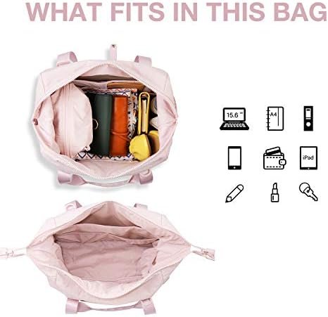 BAGSMART Gym Bag for Women, Carry on Weekender Overnight Bag, Travel Duffel Bags with Trolley Sleeve, Personal Item Travel Bag Tote Bag Workout Dance Bag, Pink-Medium - Image 5