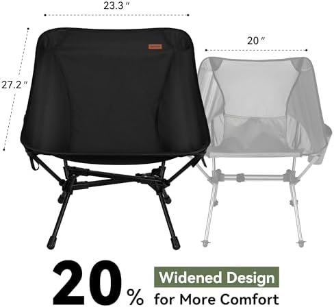 TOBTOS Ultralight Camping Chair, Portable Folding Backpacking Chair, Compact Camping Chair with Carry Bag for Outdoor Camp Hiking Backpack Beach Travel (Black) - Image 4