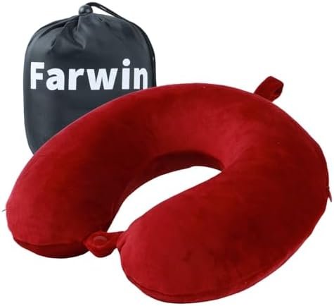 Travel Pillow,100% Pure Memory Foam U Shaped Neck Pillow,Super Lightweight Portable Headrest Great for Airplane Chair, Car,Home,Office,Sleeping Rest Cushion (Wine red)