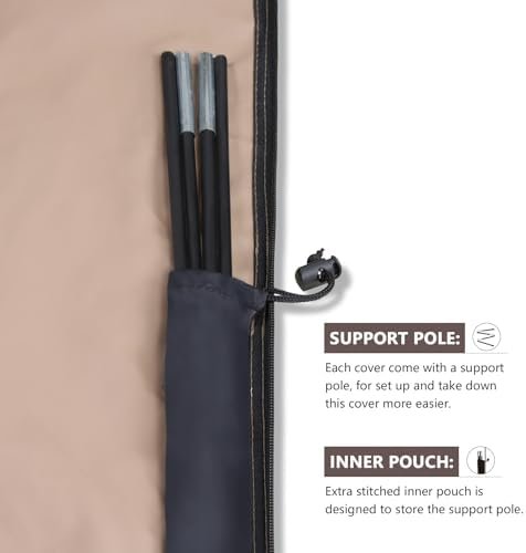 ULTCOVER Patio Umbrella Parasol Cover - 600D Waterproof Outdoor Offset Banana Style Umbrella Cover - Fits Cantilever Offset Umbrella 12-14 Feet - Image 5