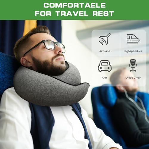 Travel Pillow, Neck Travel Pillow, Memory Foam Neck Travel Pillow, for Airplane Sleeping Neck Support,A Versatile and Exquisite Neck Pillow (Gray) - Image 5