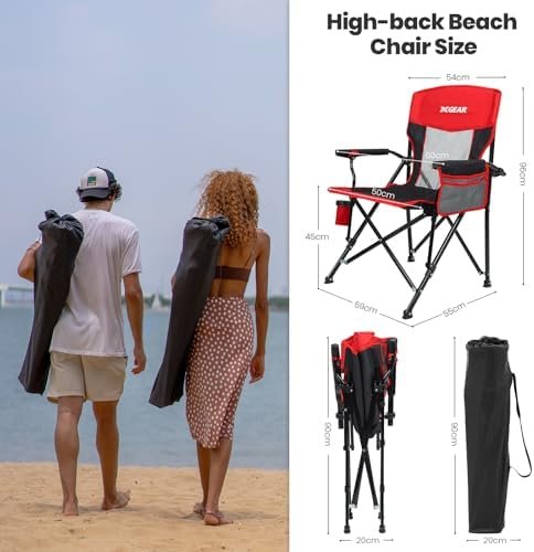 Camping Chair for Adults 350 LBS Support Camp Chair 2PCS with Breathable Mesh Back Fabric with Arm Rest Cup Holder and Portable Carrying Bag - Image 2