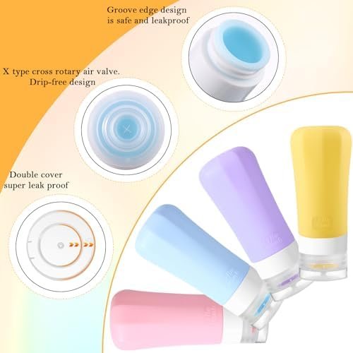16 Pack Travel Bottles Set for Toiletries, Leak Proof Silicone Squeezable Containers, TSA Approved 2.9oz for Conditioner, Lotion, Shampoo & Body Wash, Easy to Squeeze and Clean - Image 5