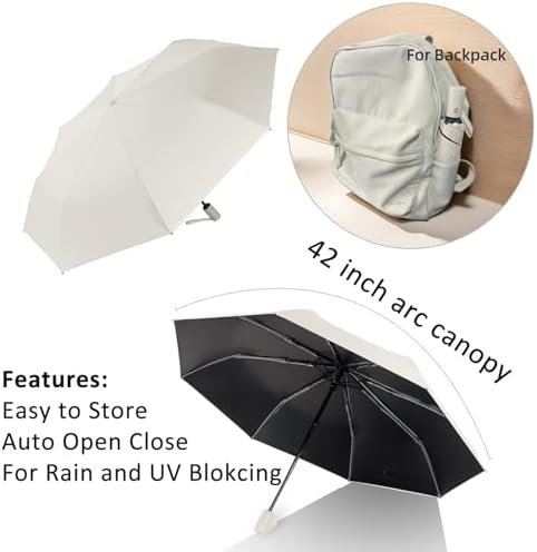 BAODINI Small UV Protection Travel Umbrella Compact for Rain and Sun UPF 50+ Windproof Portable 42 inch Umbrella for Women and Men - Image 3