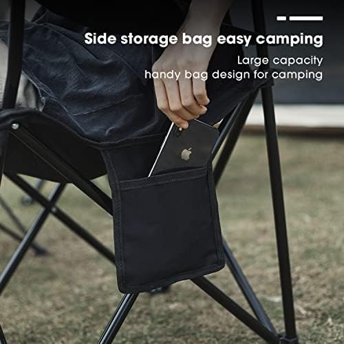 Damei century Portable Camping Chairs Enjoy The Outdoors with a Versatile Folding Chair, Sports Chair, Outdoor Chair & Lawn Chair, with Side Pockets Black - Image 5
