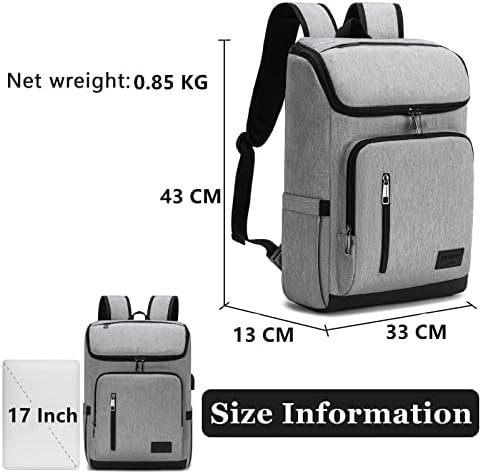 YALUNDISI Laptop Backpacks Travel Backpack Carry On Backpack Casual Daypack with USB Charging Port for Men Women Grey - Image 3