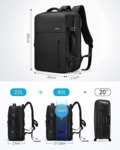 HOMIEE 40L Travel Backpack 18x14x8 Inches Carry on Bag Flight Approved, Expandable Hand Luggage Suitcase Waterproof Rucksack Anti Theft Casual Daypack for Weekender Overnight, Black - Image 3