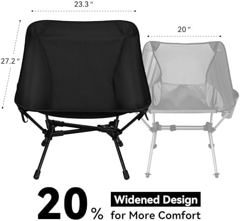 Ultralight Camping Chair, Portable Folding Backpacking Chair, Compact Camping Chair with Carry Bag for Outdoor Camp Hiking Backpack Beach Travel (Black) - Image 4