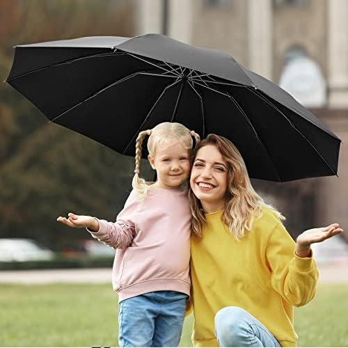 G4Free Large Umbrella 54 Inch Windproof Travel Umbrellas for Rain, Small folding Compact Reverse Umbrella with 10 Ribs Automatic Open Close (Black) - Image 6