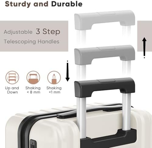 SHOWKOO Luggage Sets 3 Piece 100% PC Ultra Tough Hardside Expandable Suitcases Sets with TSA Lock Double Spinner Wheels (20in/24in/28in, White - Image 5