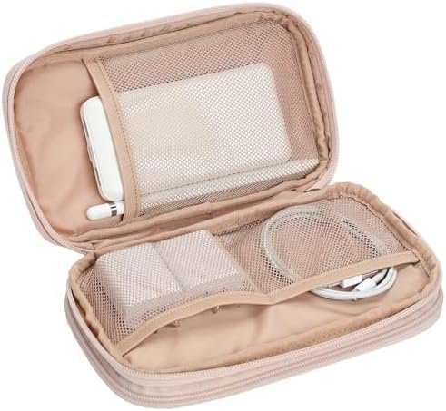 NISHEL Travel Cord Organizer Case, Double Layers Tech Electronic Case, Travel Essentials for Charger, Cable, Phone, Flash drive, Pink - Image 3
